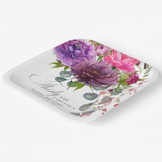 30歳と素晴エレガントらしいフローラ30歳の誕生日 ペーパープレート (傾斜あり)