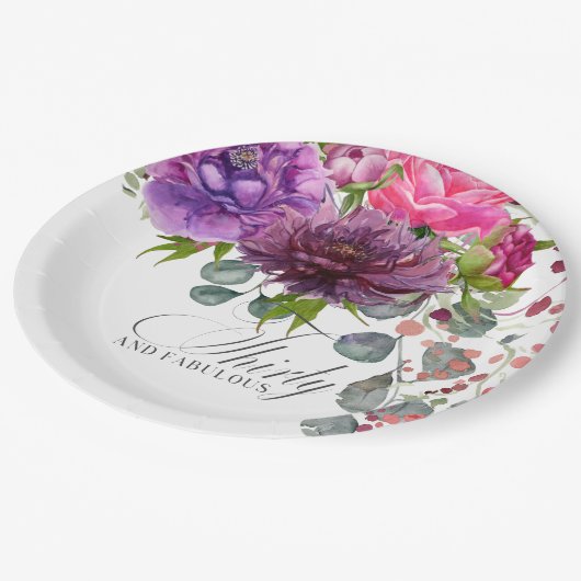 30歳と素晴エレガントらしいフローラ30歳の誕生日 ペーパープレート (アングル)