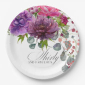 30歳と素晴エレガントらしいフローラ30歳の誕生日 ペーパープレート (正面)