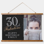 30歳と素晴エレガントらしいブラック30歳の誕生日の写真 吊り下げ型タペストリー (正面)