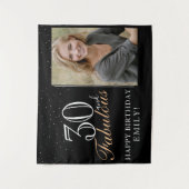 30歳と素晴モダンらしいブラック30歳の誕生日の写真 タペストリー (正面)