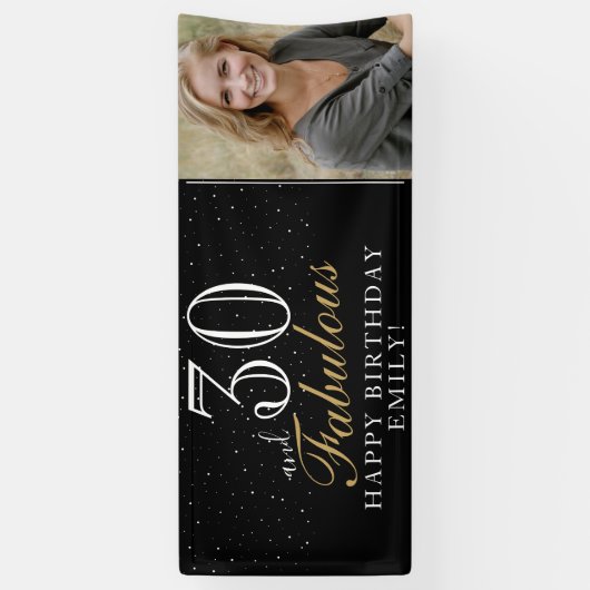 30歳と素晴モダンらしいブラック30歳の誕生日の写真 横断幕 (縦)