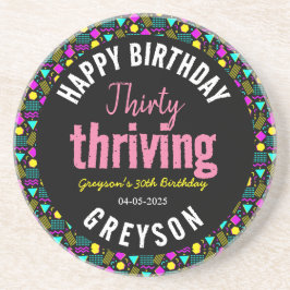 30歳と繁栄するブラックとレトロ30歳の誕生日 コースター