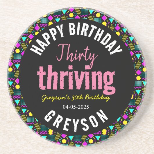 30歳と繁栄するブラックとレトロ30歳の誕生日 コースター (正面)