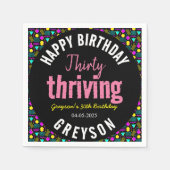 30歳と繁栄するブラックとレトロ30歳の誕生日 スタンダードカクテルナプキン (正面)