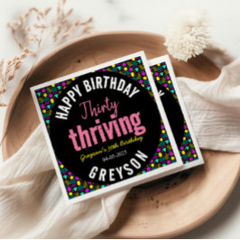 30歳と繁栄するブラックとレトロ30歳の誕生日 スタンダードカクテルナプキン