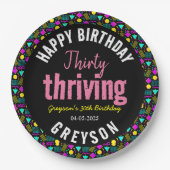 30歳と繁栄するブラックとレトロ30歳の誕生日 ペーパープレート (正面)