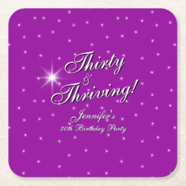 30歳と繁栄ピンクパープル30歳の誕生日 スクエアペーパーコースター