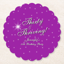 30歳と繁栄ピンクパープル30歳の誕生日 ペーパーコースター