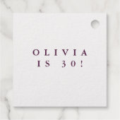 30歳と誕生日気のあるそぶりをしたパーティーのフォイルギフトラベル フェイバータグ (裏面)