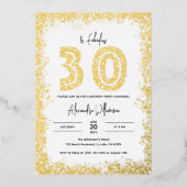 30歳と30歳の誕生日パーティー実在金ゴールド 箔招待状 (正面)