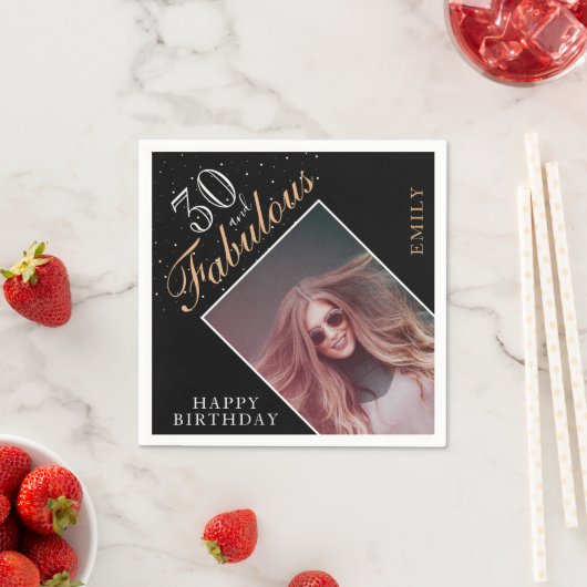 30歳と30歳エレガントの誕生日パーティー写真 スタンダードカクテルナプキン (インサイチュ)