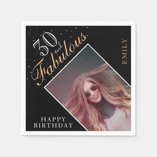 30歳と30歳エレガントの誕生日パーティー写真 スタンダードカクテルナプキン (正面)