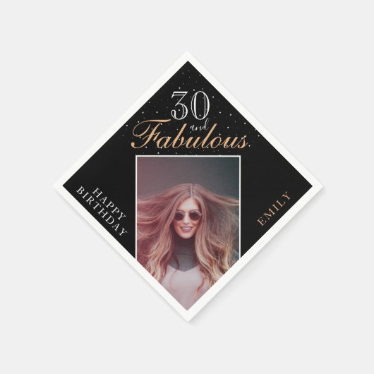 30歳と30歳エレガントの誕生日パーティー写真 スタンダードカクテルナプキン (角)