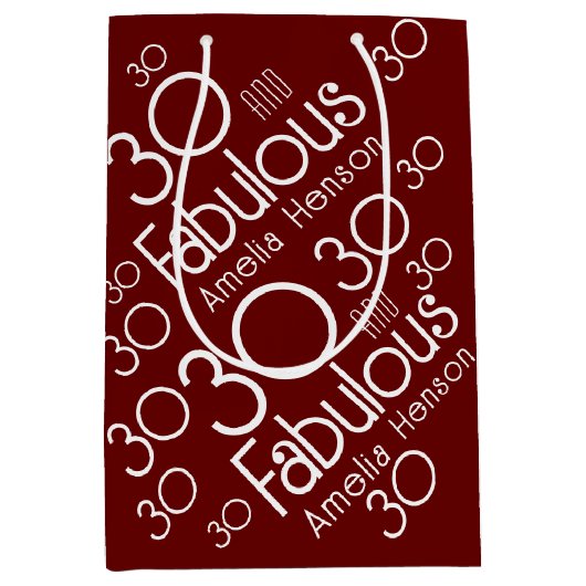 30歳と30歳モダンの誕生日 ミディアムペーパーバッグ (正面)