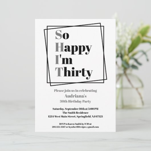 30歳のおもしろい誕生日30歳で嬉しい 招待状 (スタンド正面)