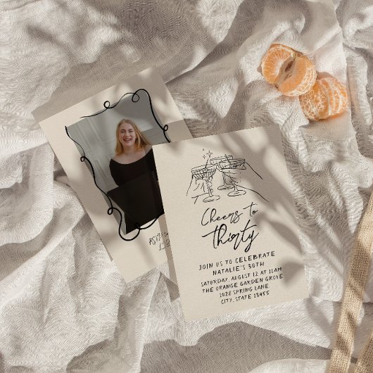 30歳のお祝いにおしゃれなレトロフォトバースデー 招待状