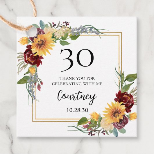 30歳のお誕生日ひまわり フェイバータグ (正面)