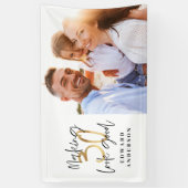 30歳のバースデーモダンタブラック&金ゴールド写真コラージュ 横断幕 (縦)