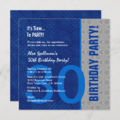 30歳のバースデーモダンタブルーとシルバー 招待状 (正面/裏面)