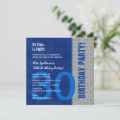 30歳のバースデーモダンタブルーとシルバー 招待状 (スタンド正面)
