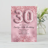 30歳のピンクグリッター誕生日 招待状 (スタンド正面)