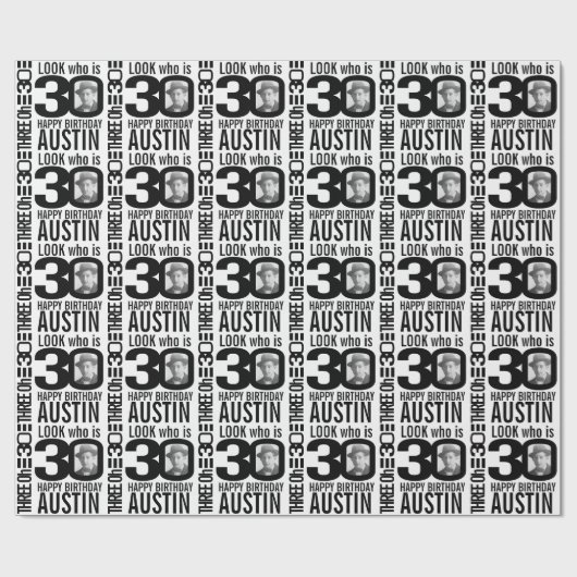 30歳のフォトモノカスタムラル30歳の誕生日 ラッピングペーパー (フラット)