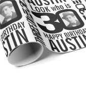 30歳のフォトモノカスタムラル30歳の誕生日 ラッピングペーパー (ロールコーナー)