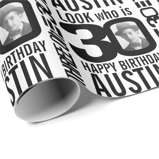 30歳のフォトモノカスタムラル30歳の誕生日 ラッピングペーパー (ロールコーナー)