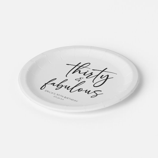 30歳のミニマリスト30歳の誕生日パーティー ペーパープレート (アングル)