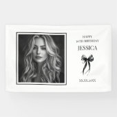 30歳のモノクロ写真幸せ30歳の誕生日 横断幕 (横)