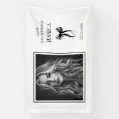 30歳のモノクロ写真幸せ30歳の誕生日 横断幕 (縦)