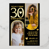 30歳の二つのアーチ 誕生日 ブラック ゴールド ハート 箔招待状 (正面)