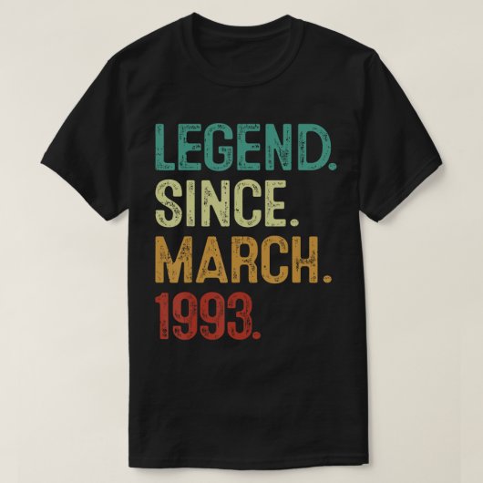 30歳の伝説1993年3月30日の誕生日 Tシャツ (デザイン正面)