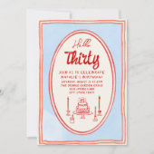 30歳の手描きケーキ クィルキー ファン バースデー 招待状 (正面)