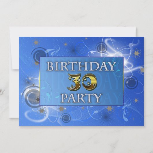30歳の抽象的なライトの誕生日パーティー招待状 招待状 (正面)