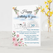 30歳の旅立ち - 希望に満ちた誕生日の旅 カード (黄色い花)