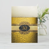 30歳の男のビールブラックゴールド誕生日パーティー 招待状 (スタンド正面)