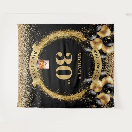 30歳の男の誕生日のためのウィスキー タペストリー (正面(横))