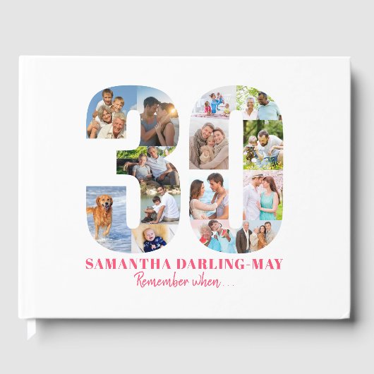 30歳の誕生日いつ…ピンク色のコラージュ ゲストブック (正面)