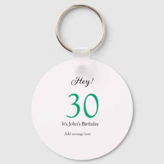 30歳の誕生日おめでとう グリーン ブラック 太字 名前 キーホルダー (正面)