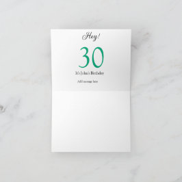 30歳の誕生日おめでとう グリーン ブラック 太字 名前 サンキューカード