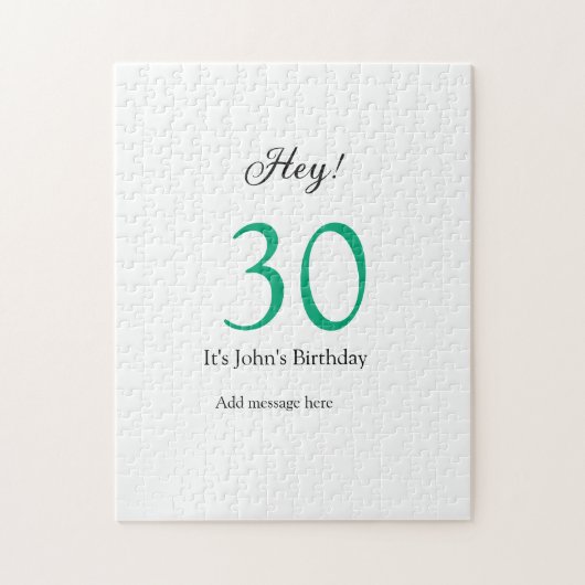 30歳の誕生日おめでとう グリーン ブラック 太字 名前 ジグソーパズル (縦)
