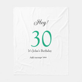 30歳の誕生日おめでとう グリーン ブラック 太字 名前 フリースブランケット