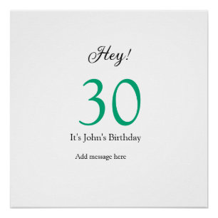 30歳の誕生日おめでとう グリーン ブラック 太字 名前 ポスター