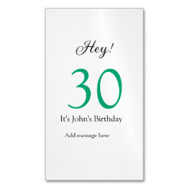 30歳の誕生日おめでとう グリーン ブラック 太字 名前 マグネット名刺
