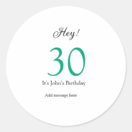 30歳の誕生日おめでとう グリーン ブラック 太字 名前 ラウンドシール