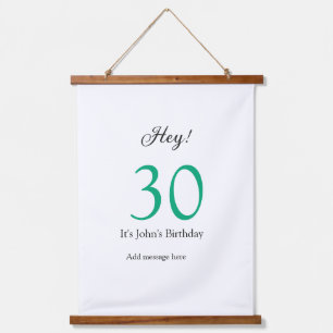 30歳の誕生日おめでとう グリーン ブラック 太字 名前 吊り下げ型タペストリー