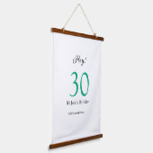 30歳の誕生日おめでとう グリーン ブラック 太字 名前 吊り下げ型タペストリー (傾斜あり)
