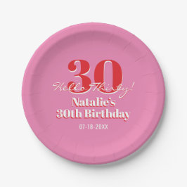 30歳の誕生日おめでとう! コンテンポラリー ピンク レッド ペーパープレート